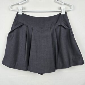 Y2K For You Pleated Skort Shorts Dark Gray Side Zip Mini Skirt Small  Korea Made